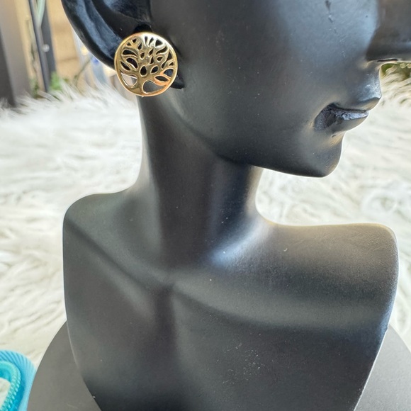 None Jewelry - REAL 18k Saudi Gold Tree of Life Earrings 750 Stamped